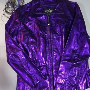 Maxima Wilson Leather Women's Reflective Purple Jacket Size L